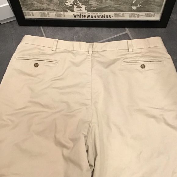 Vintage LL Bean Mens Flannel Lined Pants Size 42x34 Pleated Khakis Straight Leg - Picture 9 of 16